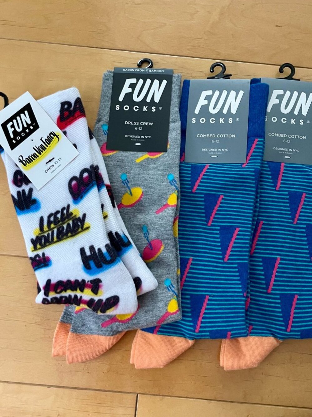 FUN Socks (4) Novelty Nostalgic Dress Socks Mens 6-12 US 10-13 New Retail $14 ea